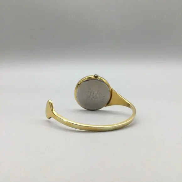 Philippe Pechard Modern Cuff Watch Women 30mm Gold Tone 7775-G New Battery